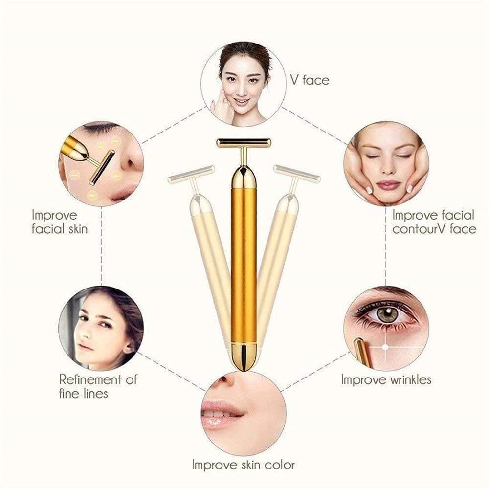 24K Gold Energy Beauty Bar Electric Vibration Facial Massage