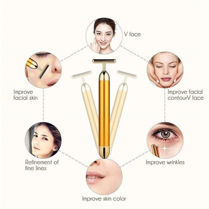 24K Gold Energy Beauty Bar Electric Vibration Facial Massage