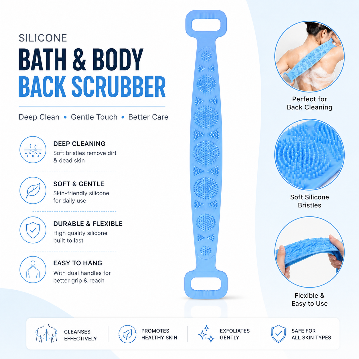Silicone Body Back Scrubber for Men & Women