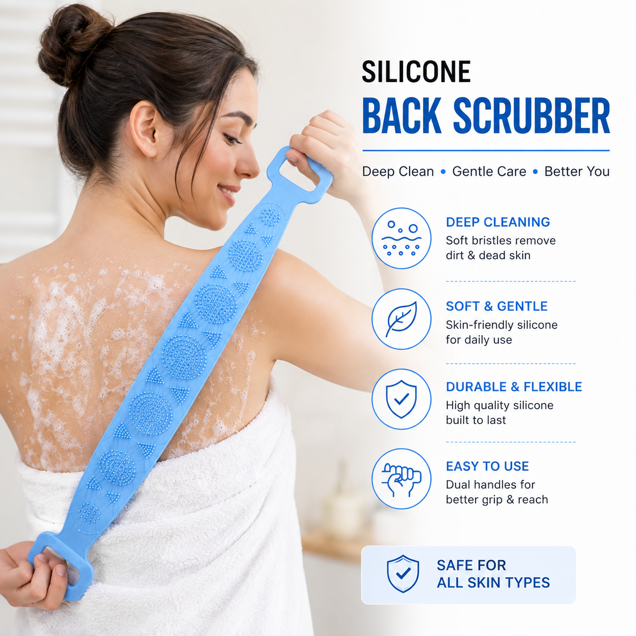 Silicone Body Back Scrubber for Men & Women