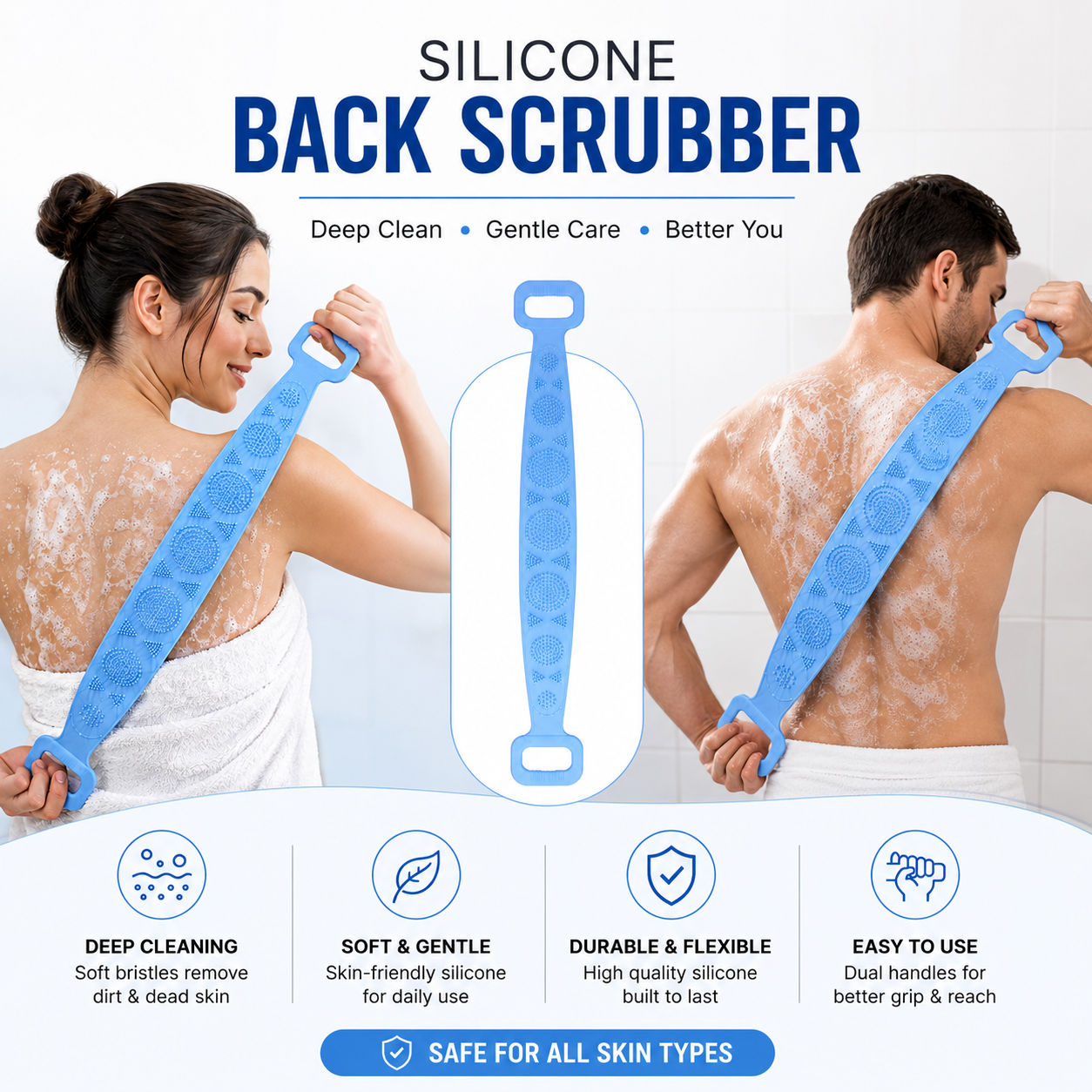 Silicone Body Back Scrubber for Men & Women