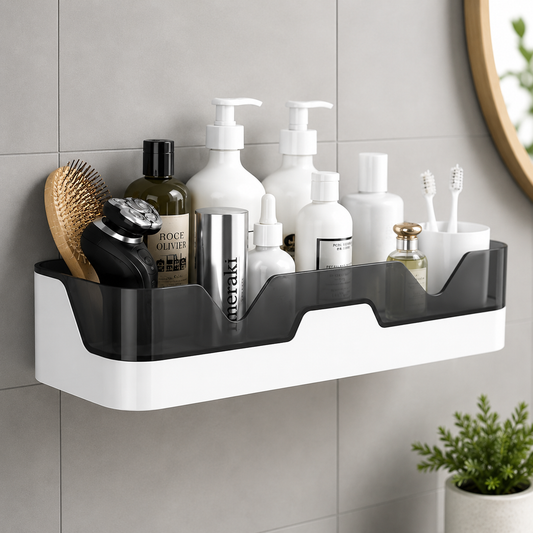 Wall Mounted Self Adhesive Plastic Storage Shelf (1 Pc)