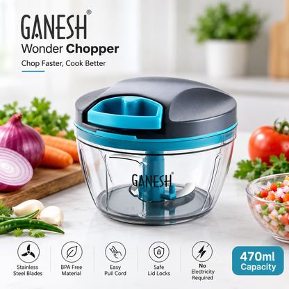 GANESH Wonder Chopper 470ml Manual Vegetable Cutter & Food Chopper