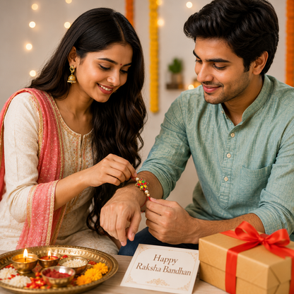 Premium Multicolor Floral Pearl Designer Rakhi for Brother