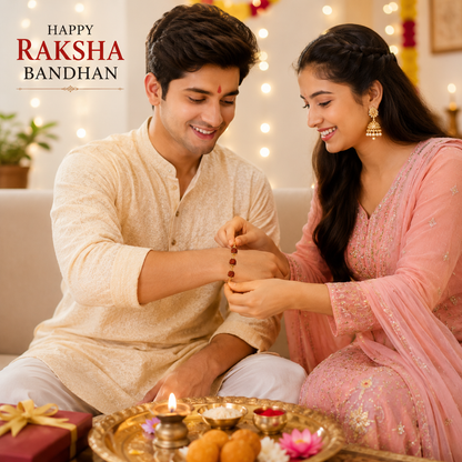 Premium Rudraksha Bead Rakhi Gold-Plated Chain Rakhi For Brother